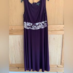 Jessica Howard Purple Maxi Sleeveless Dress with Silver Embellishments Sz 16W